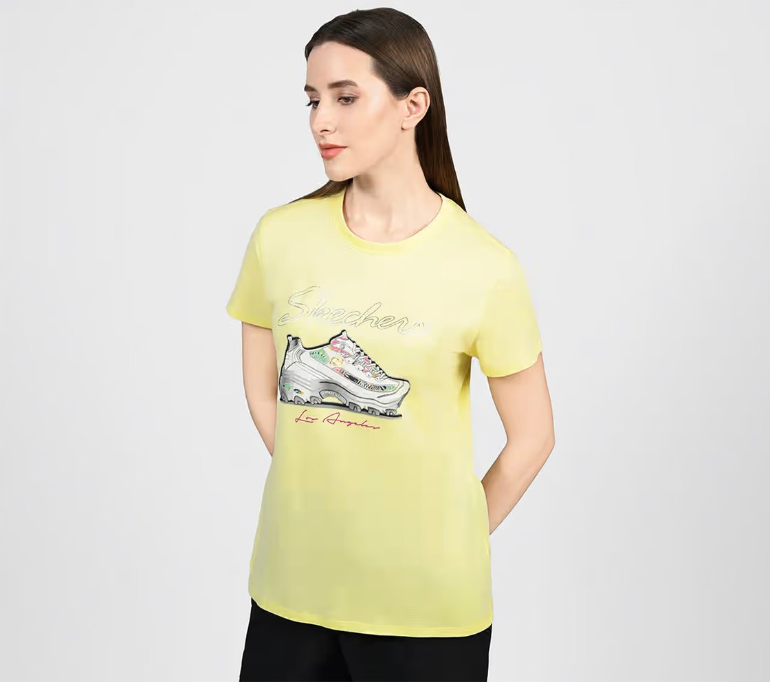 AD SKX SHOE TEE, WHITE/BLUE/YELLOW Apparel Top View