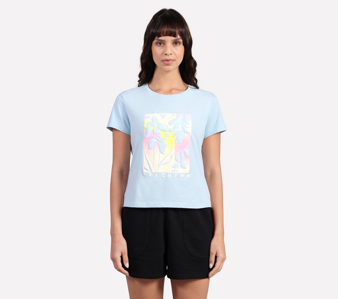 OMBRE EFFECT PALM TEE, CHARCOAL/LT. BLUE Apparel Lateral View