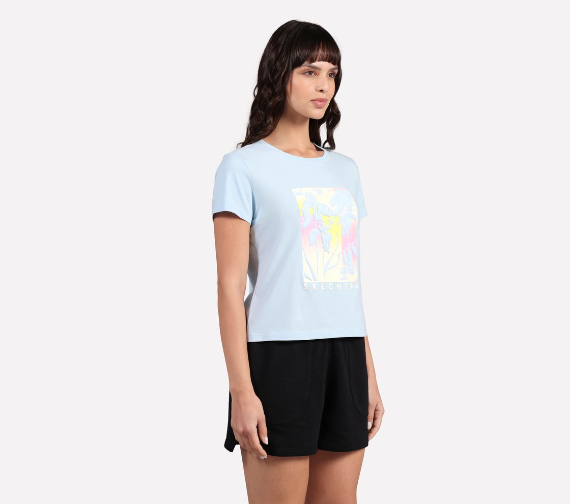 OMBRE EFFECT PALM TEE, CHARCOAL/LT. BLUE Apparel Bottom View