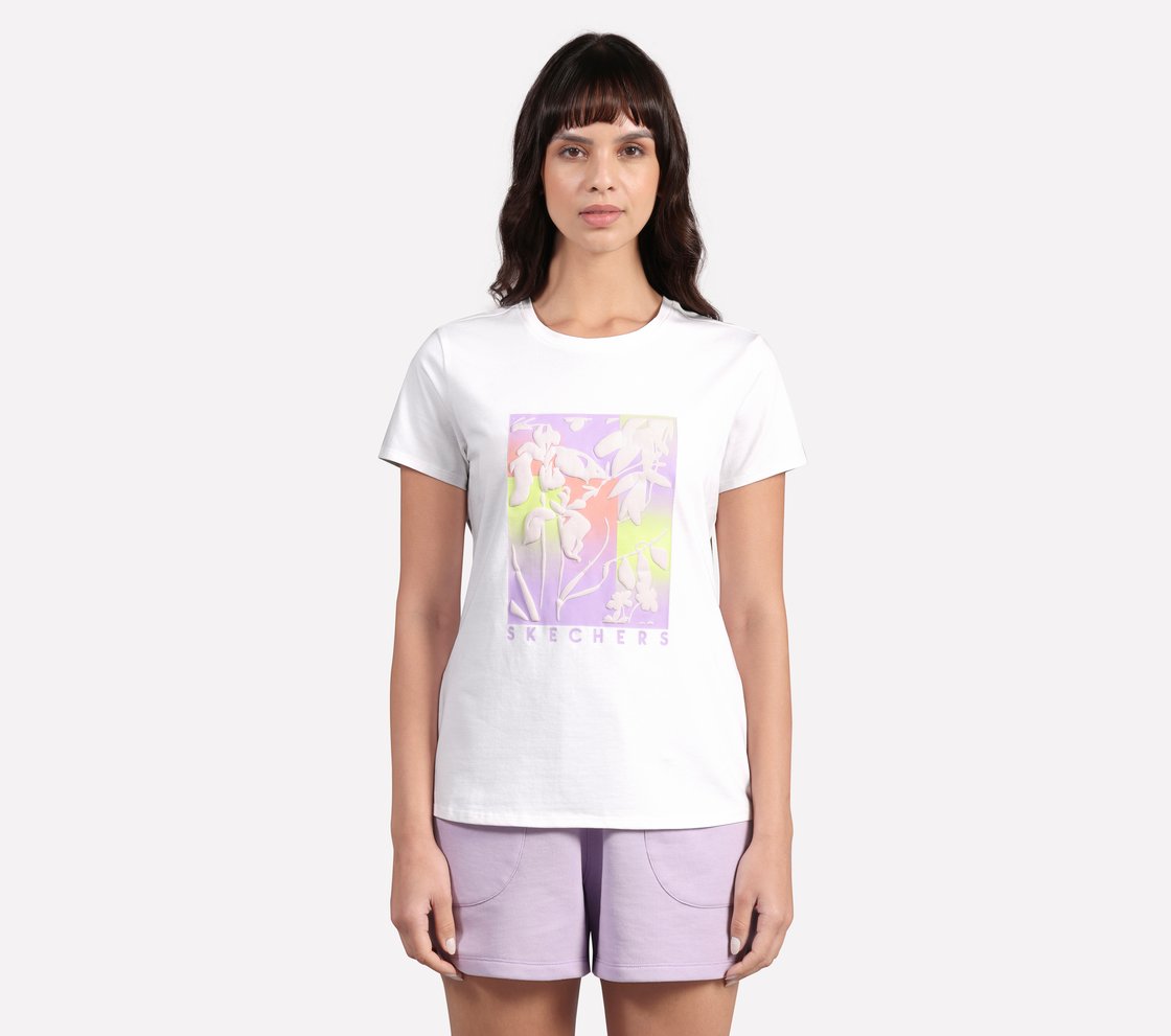 OMBRE EFFECT PALM TEE, WHITE Apparel Lateral View