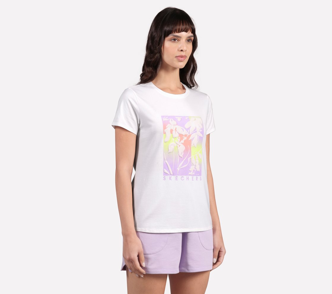 OMBRE EFFECT PALM TEE, WHITE Apparel Bottom View