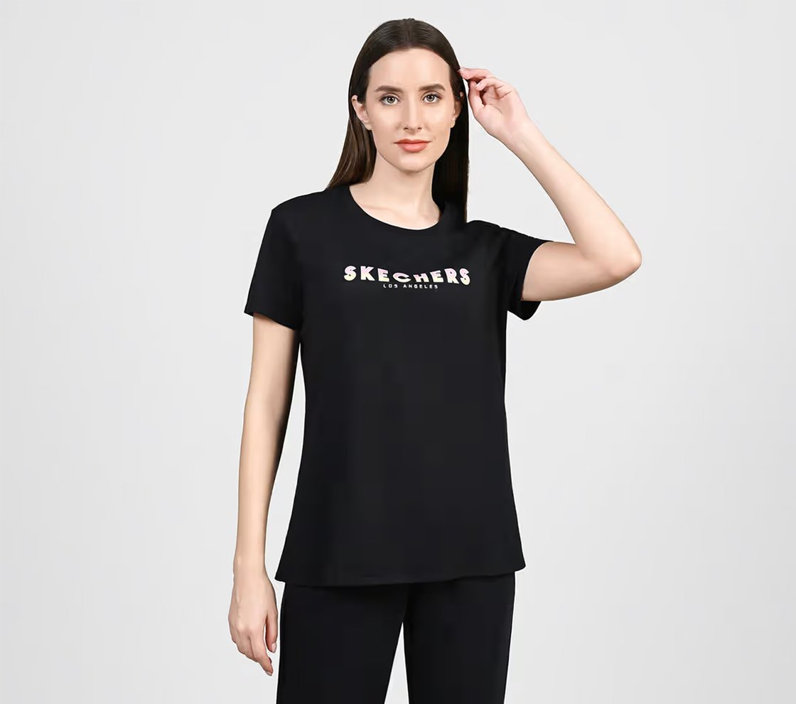MOCK STUD SKECHERS TEE, BBBBLACK Apparel Lateral View