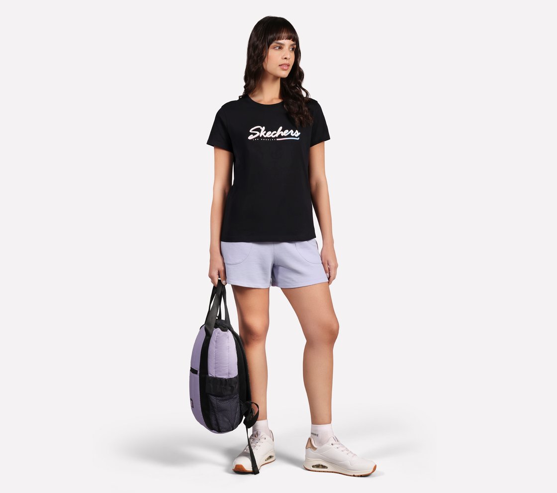 FLOWER DOODLE BRANDING TEE, BLACK Apparel Right View