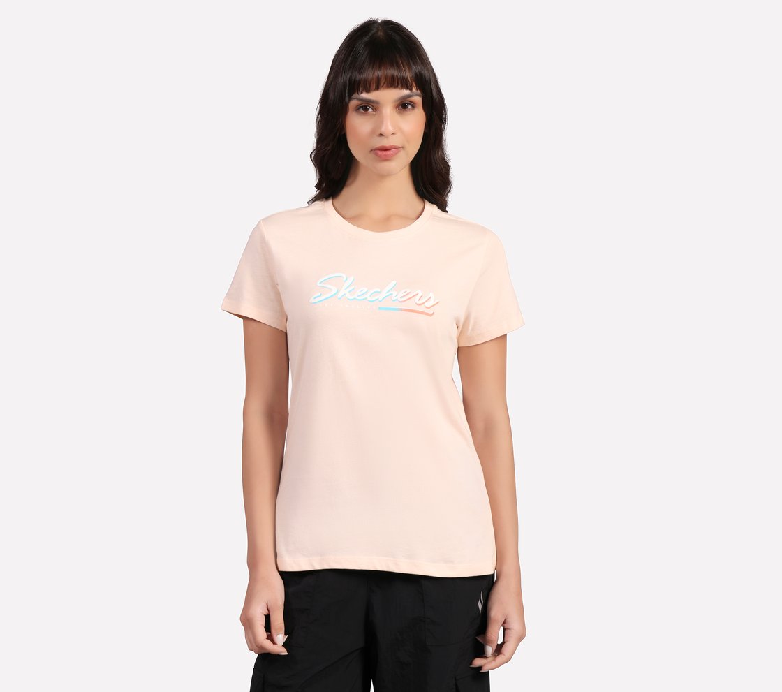FLOWER DOODLE BRANDING TEE, NEON PINK/YELLOW Apparel Lateral View