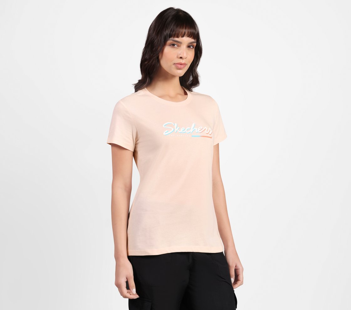 FLOWER DOODLE BRANDING TEE, NEON PINK/YELLOW Apparel Bottom View