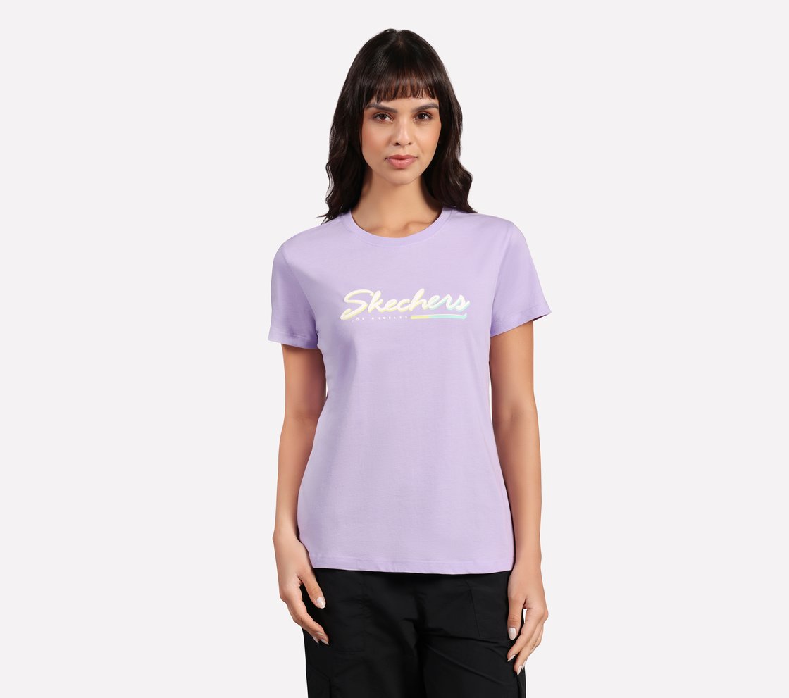 FLOWER DOODLE BRANDING TEE, PURPLE/PERIWINKLE Apparel Lateral View