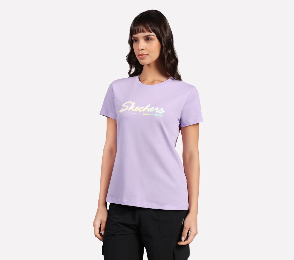 FLOWER DOODLE BRANDING TEE, PURPLE/PERIWINKLE Apparel Top View