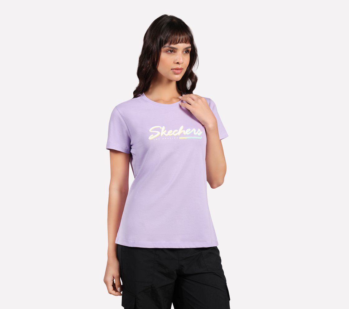 FLOWER DOODLE BRANDING TEE, PURPLE/PERIWINKLE Apparel Bottom View
