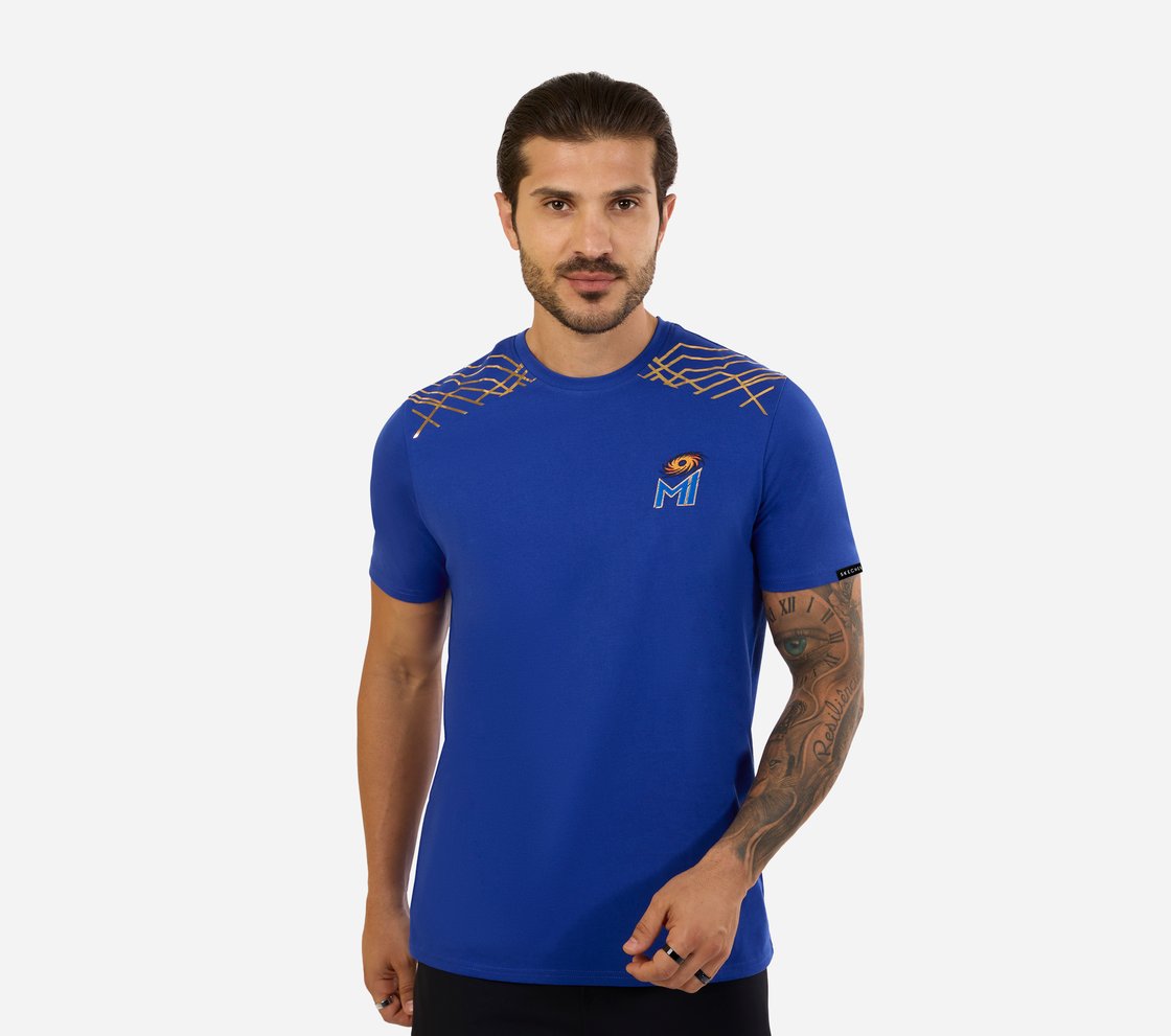 MI FAN ROUND NECK T-SHIRT, BLUE/WHITE