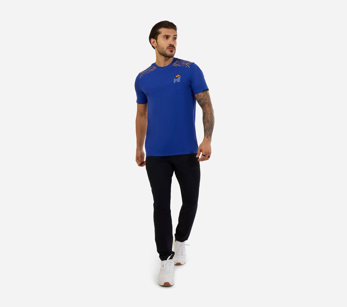 MI FAN ROUND NECK T-SHIRT, BLUE/WHITE