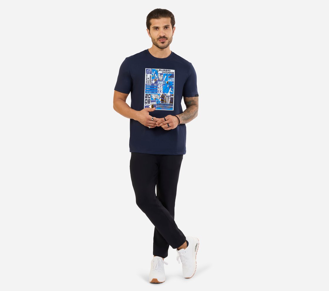 MI FAN GRAPHIC T-SHIRT, LT.GRAY/NAVY Apparel Left View