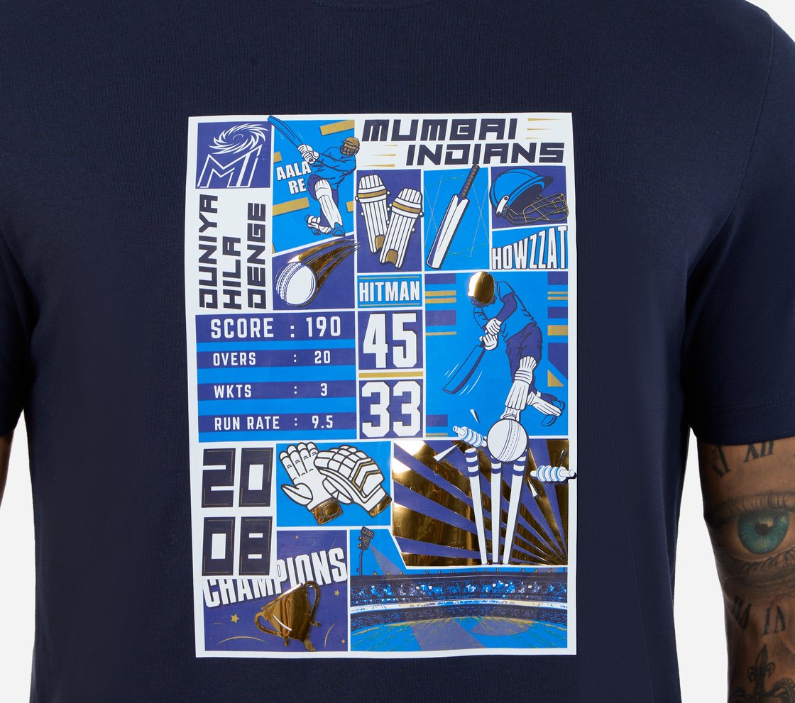 MI FAN GRAPHIC T-SHIRT, LT.GRAY/NAVY Apparel Right View