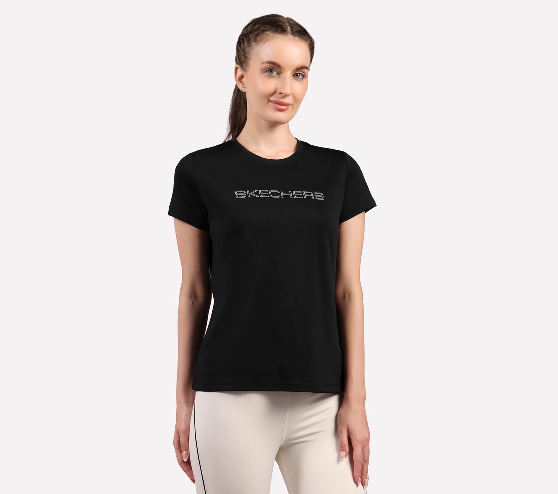 ROUND NECK BRANDED T SHIRT, BLACK