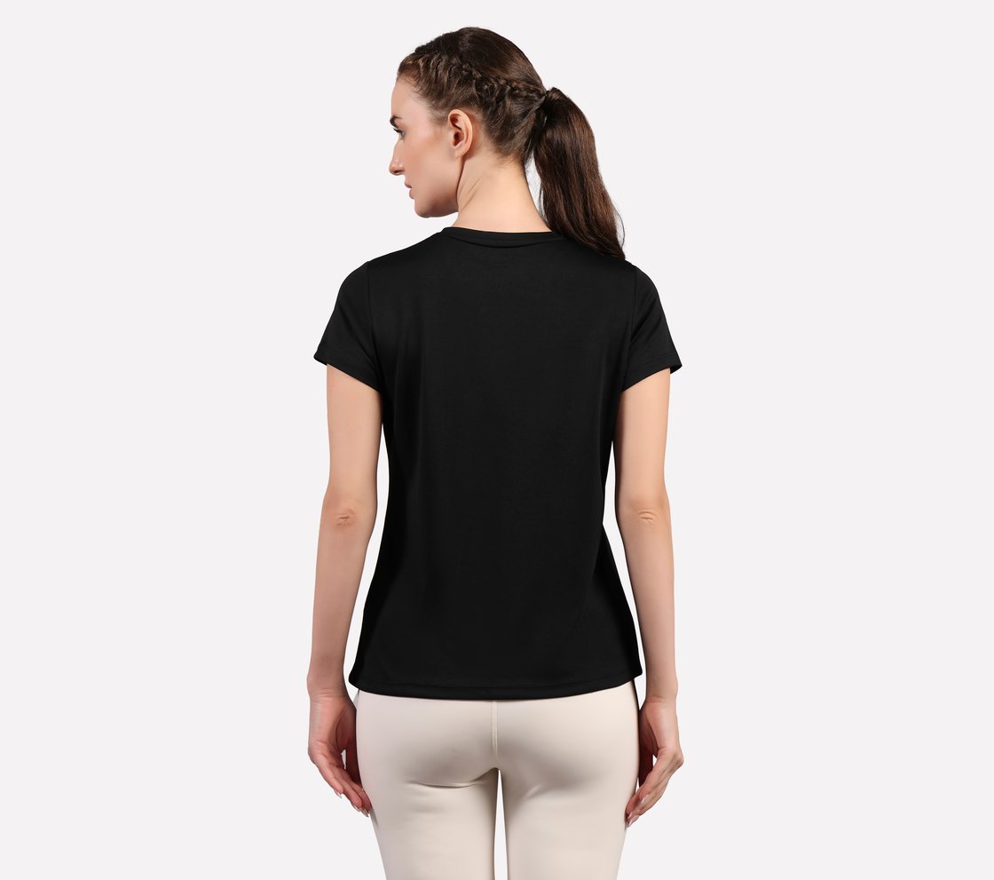 ROUND NECK BRANDED T SHIRT, BLACK Apparel Left View