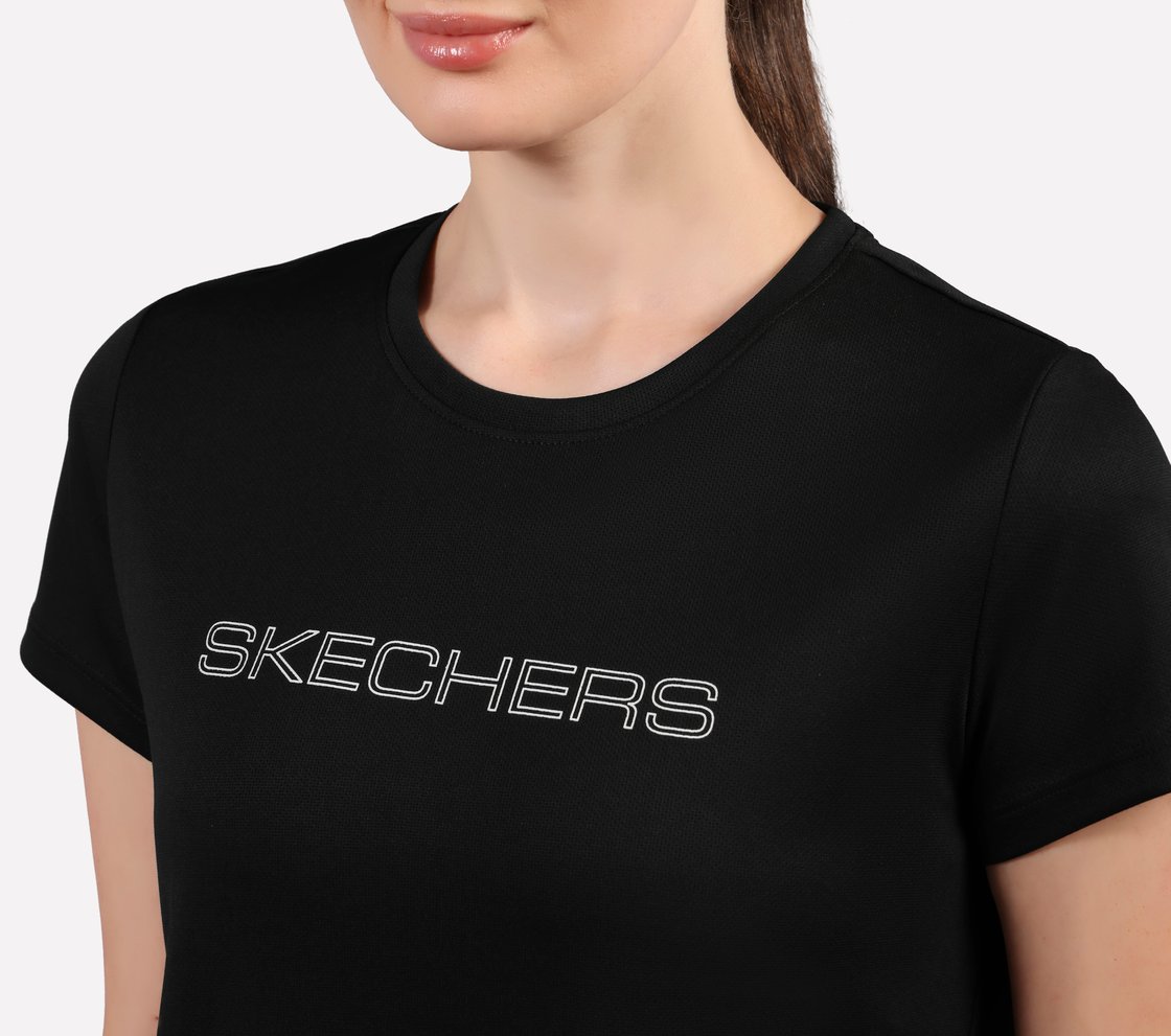 ROUND NECK BRANDED T SHIRT, BLACK Apparel Right View