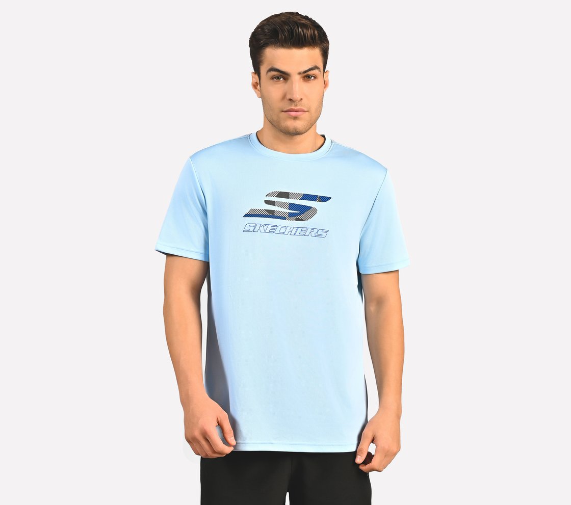 LOGO GRAPHIC PRINT T-SHIRT, CHARCOAL/LT. BLUE Apparel Lateral View