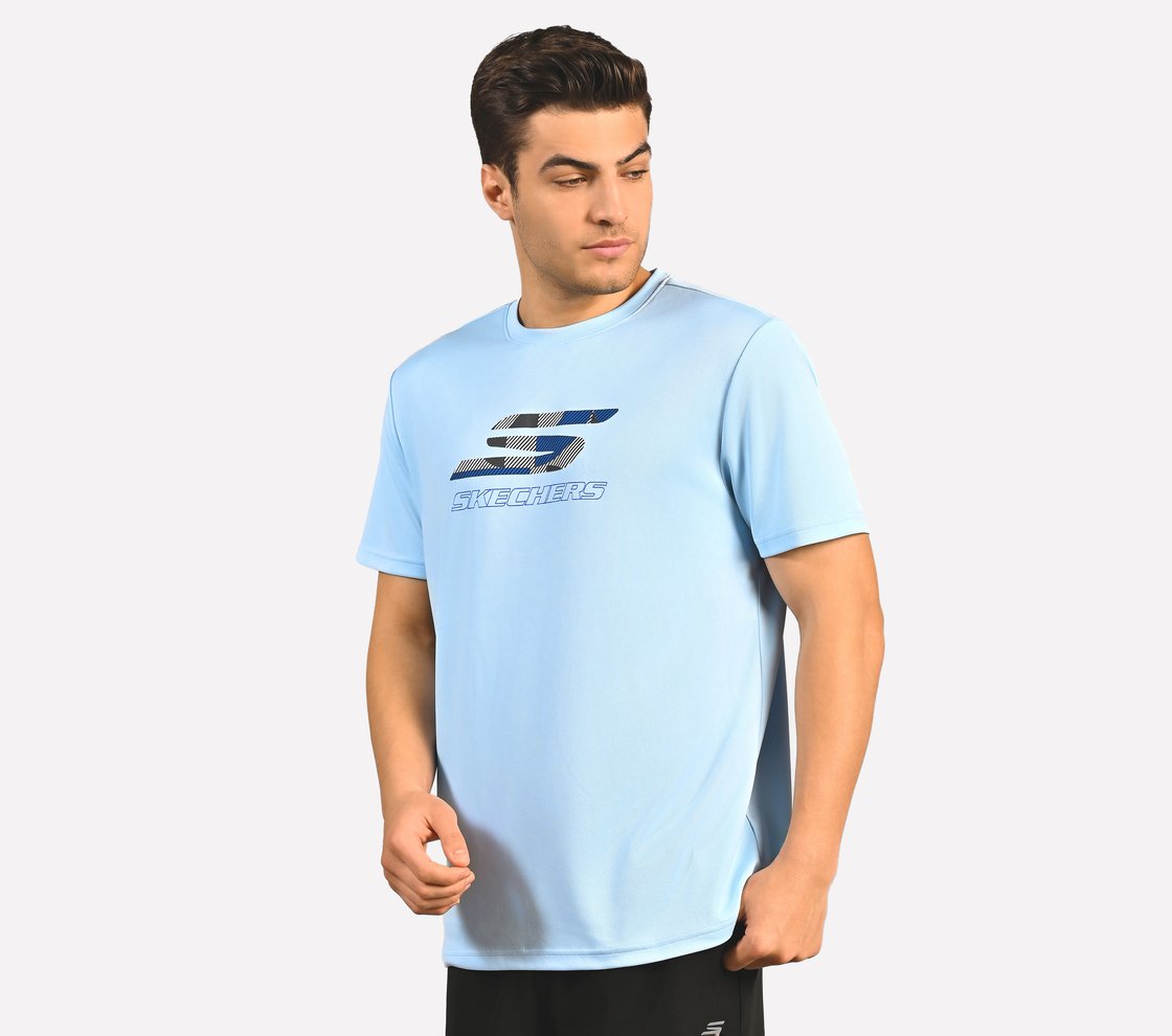 LOGO GRAPHIC PRINT T-SHIRT, CHARCOAL/LT. BLUE Apparel Top View