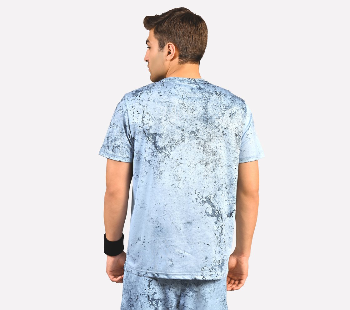 AOP CHEST PRINT PERFORMANCE T-SHIRT, CHARCOAL/LT. BLUE Apparel Left View