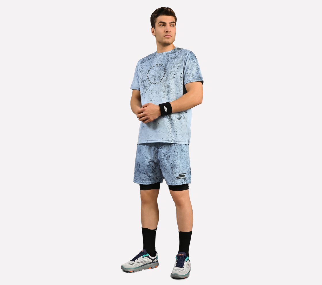AOP CHEST PRINT PERFORMANCE T-SHIRT, CHARCOAL/LT. BLUE Apparel Right View