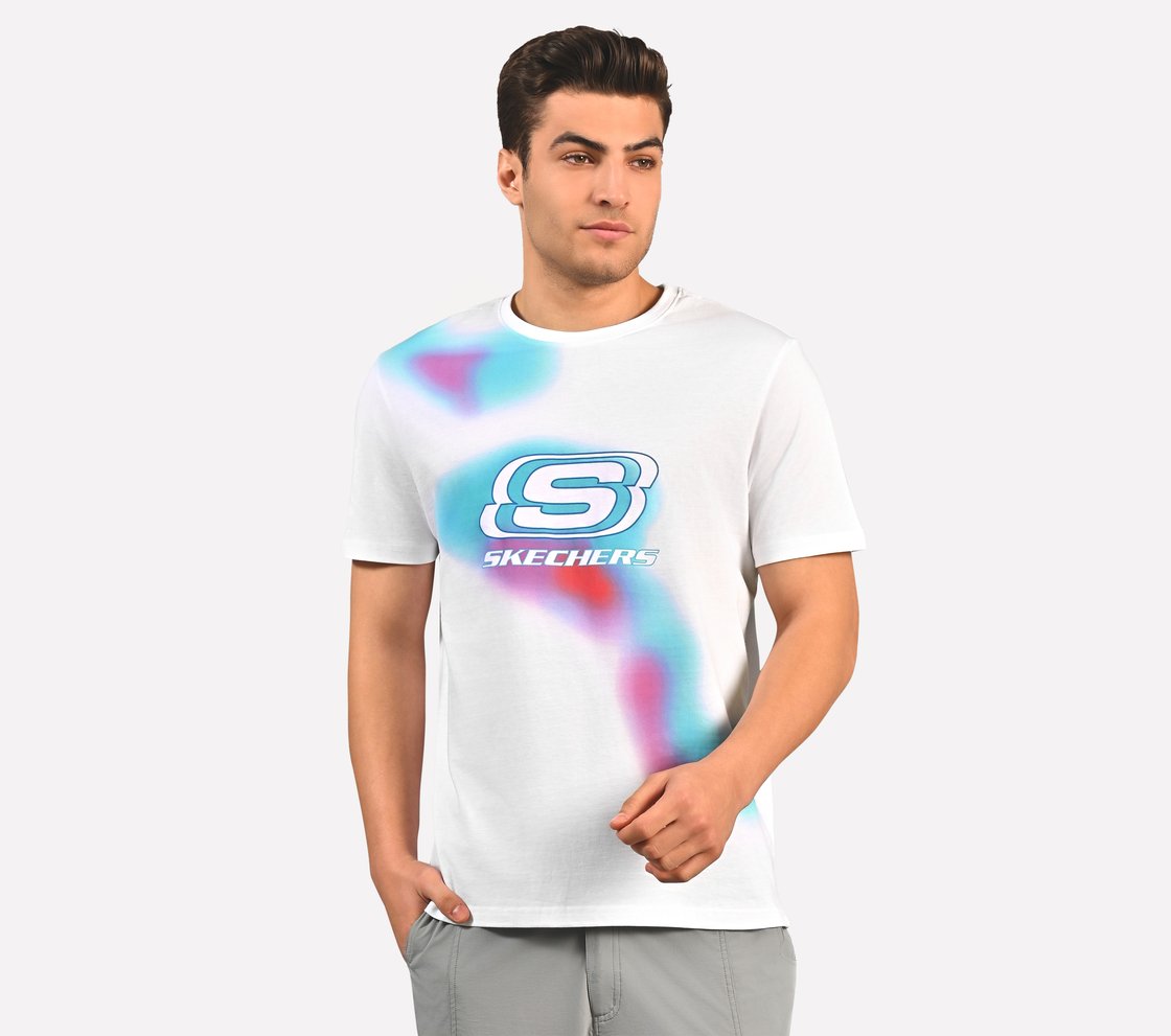 SMOKE PRINT T-SHIRT, WHITE