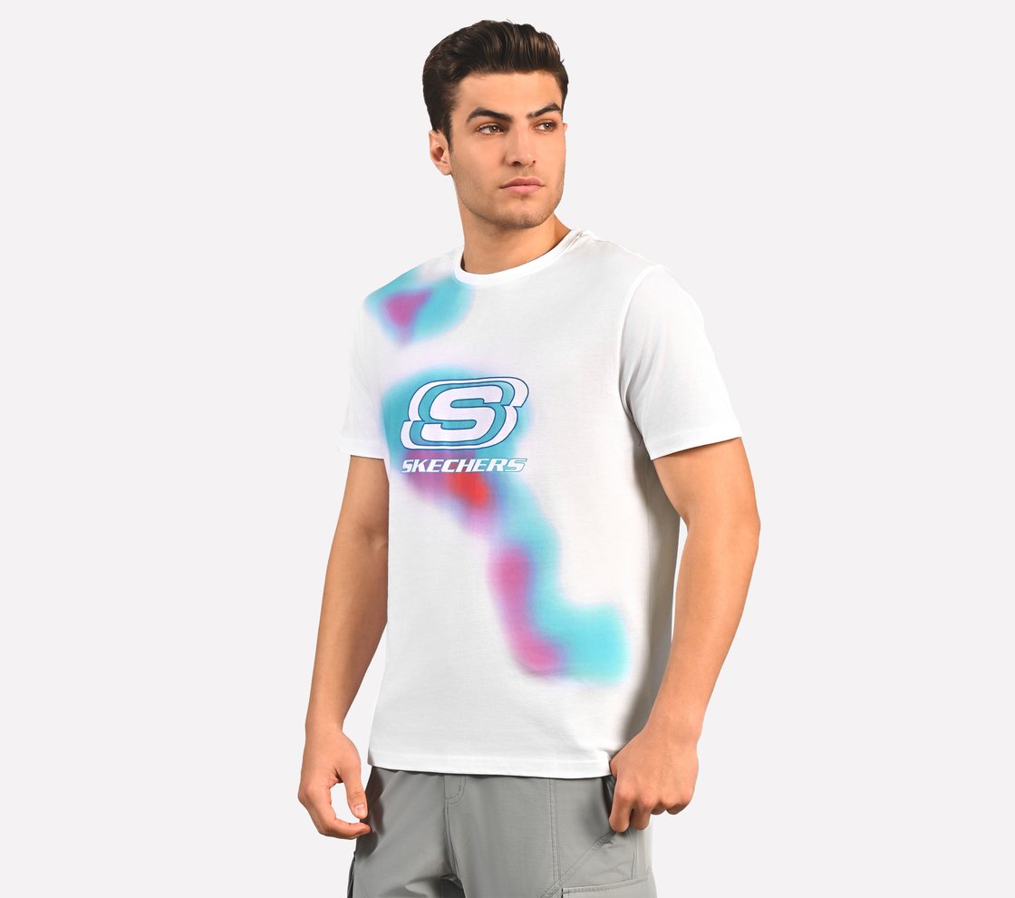 SMOKE PRINT T-SHIRT, WHITE Apparel Top View