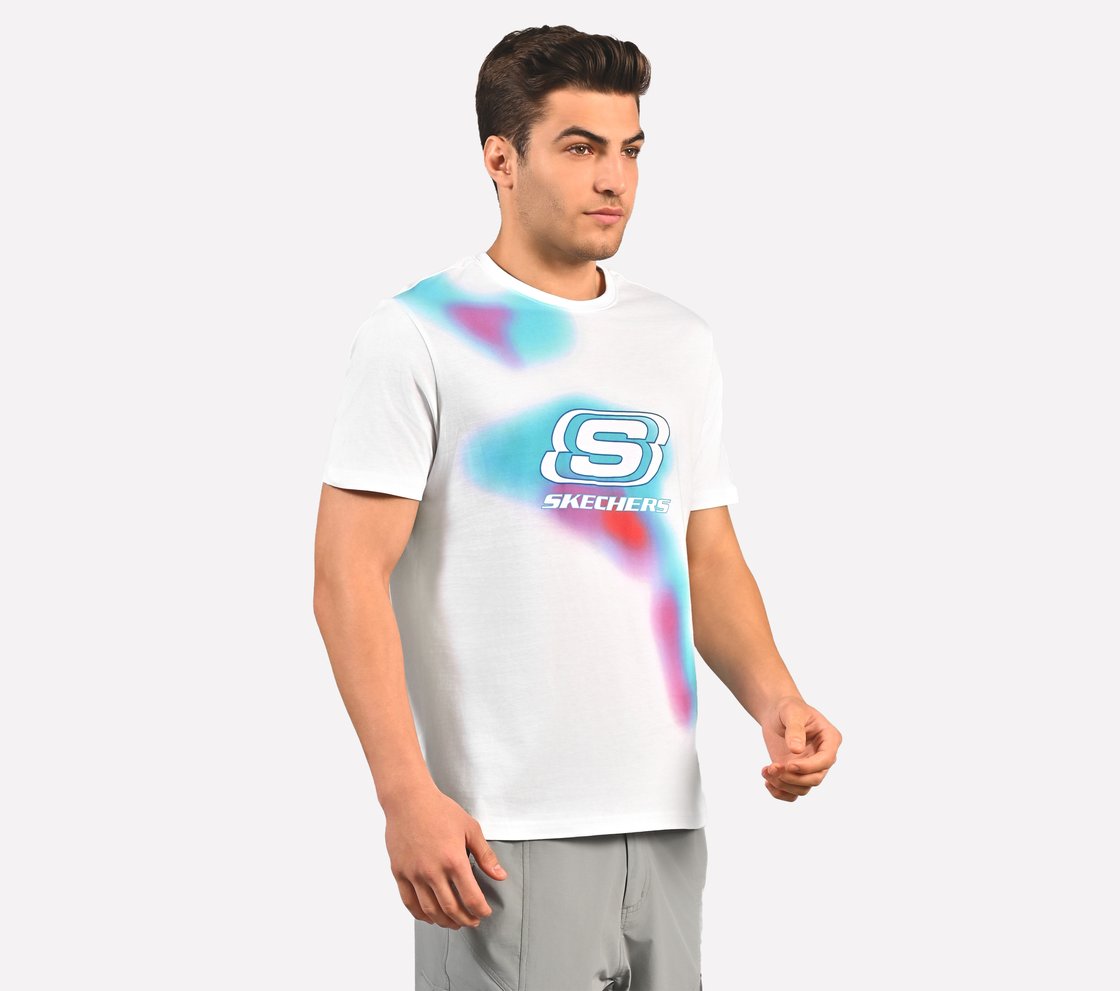 SMOKE PRINT T-SHIRT, WHITE Apparel Bottom View