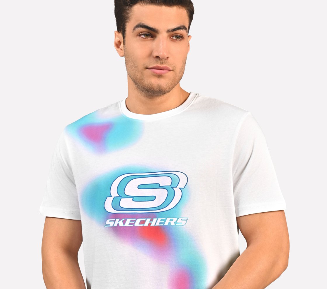 SMOKE PRINT T-SHIRT, WHITE Apparel Right View