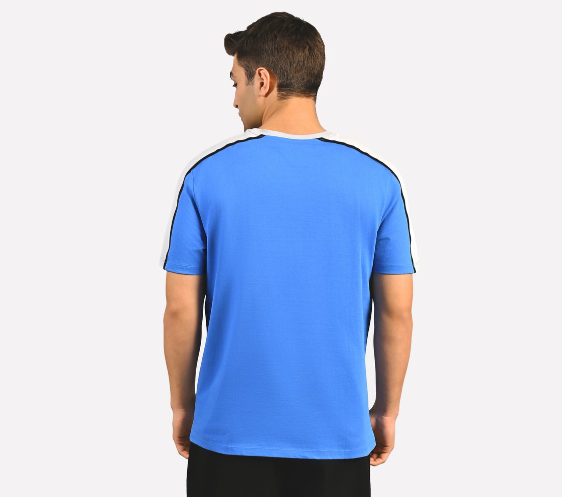 CONTRAST SHOULDER PANEL COTTON, BLUE/RED Apparel Left View