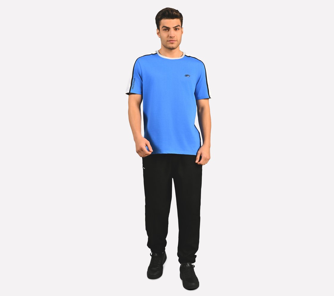 CONTRAST SHOULDER PANEL COTTON, BLUE/RED Apparel Right View
