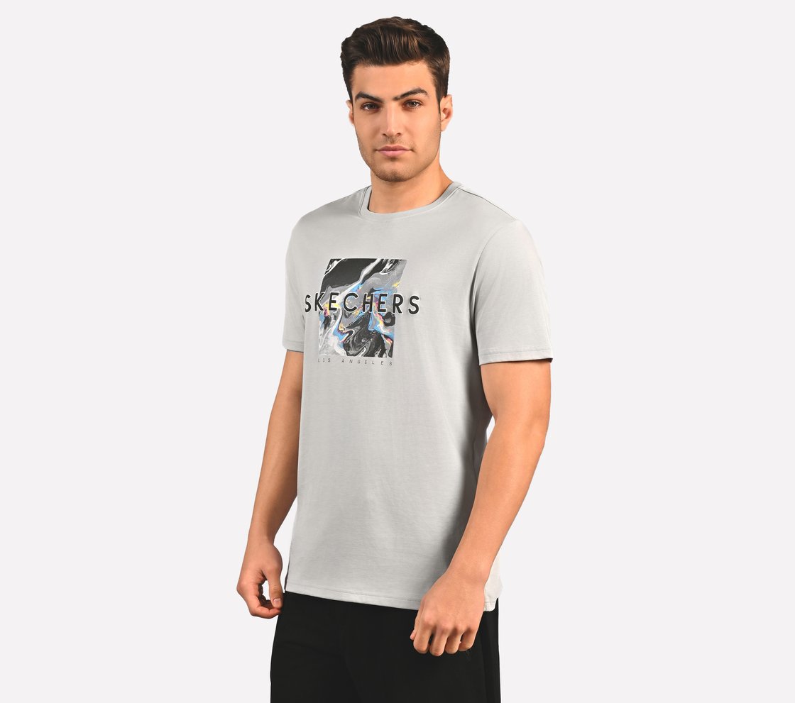 MARBLE  PRINT T SHIRT, CHARCOAL/LT. GRAY Apparel Top View