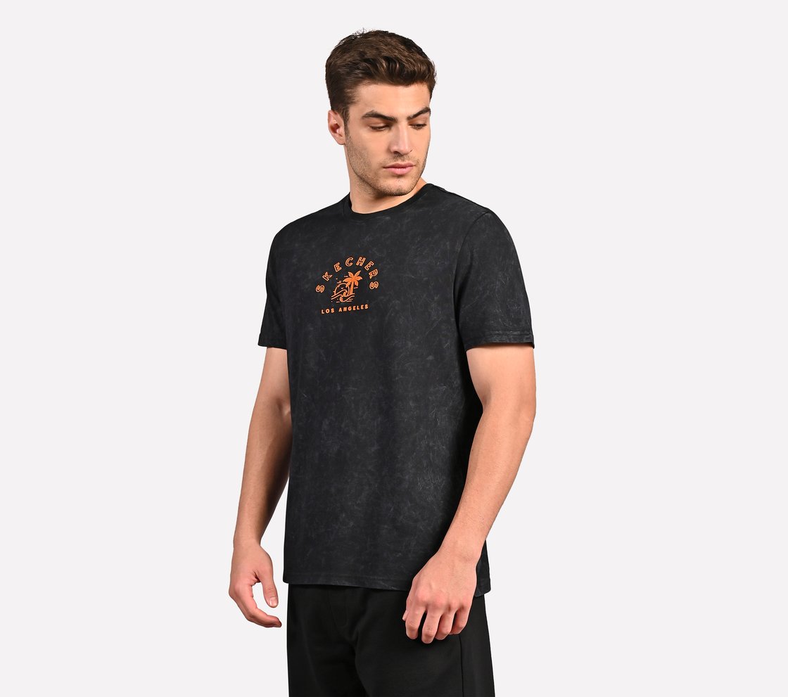 ACID WASH GRAPHIC T-SHIRT, BLACK