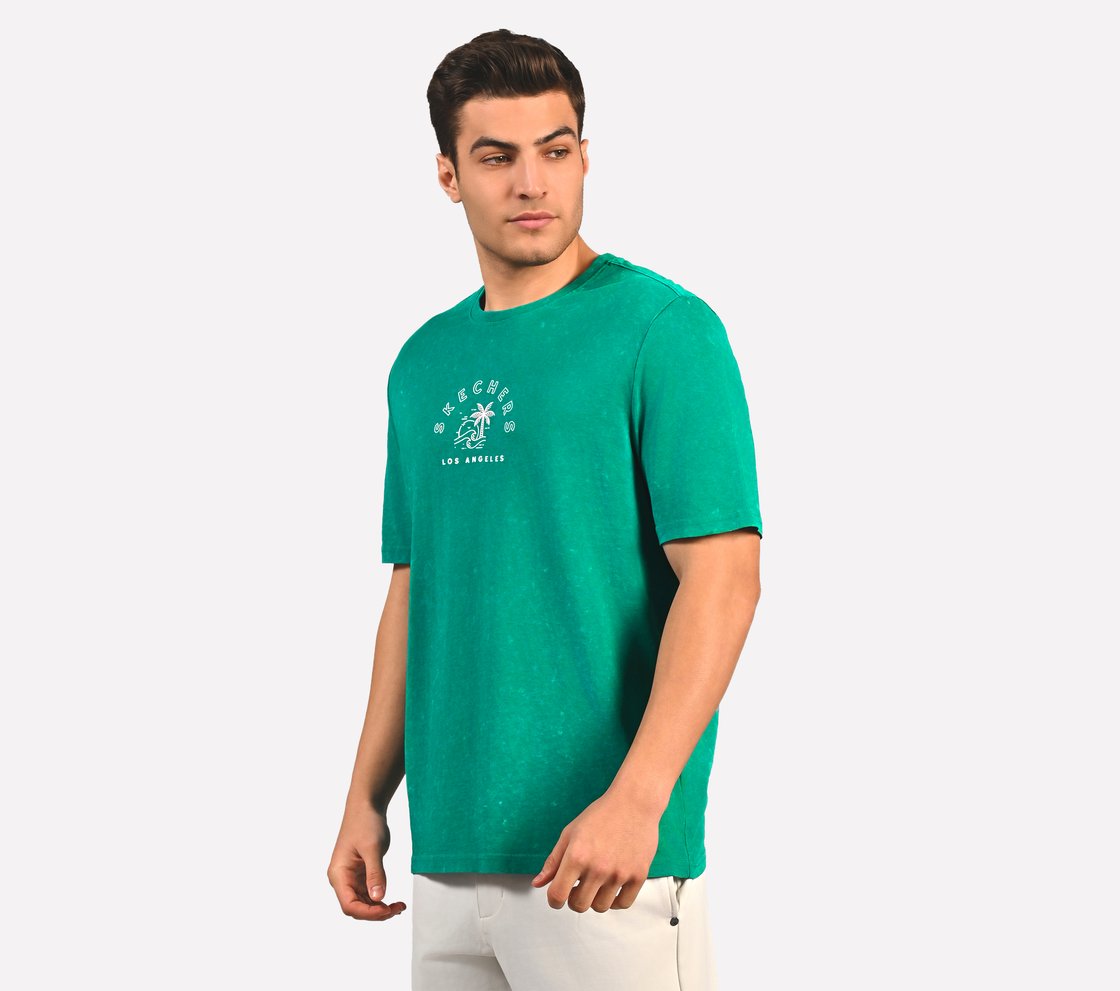 ACID WASH GRAPHIC T-SHIRT, SAGE Apparel Top View