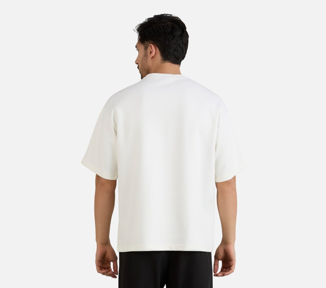 MENS TECHNO PRINT T-SHIRT, WHITE Apparel Left View