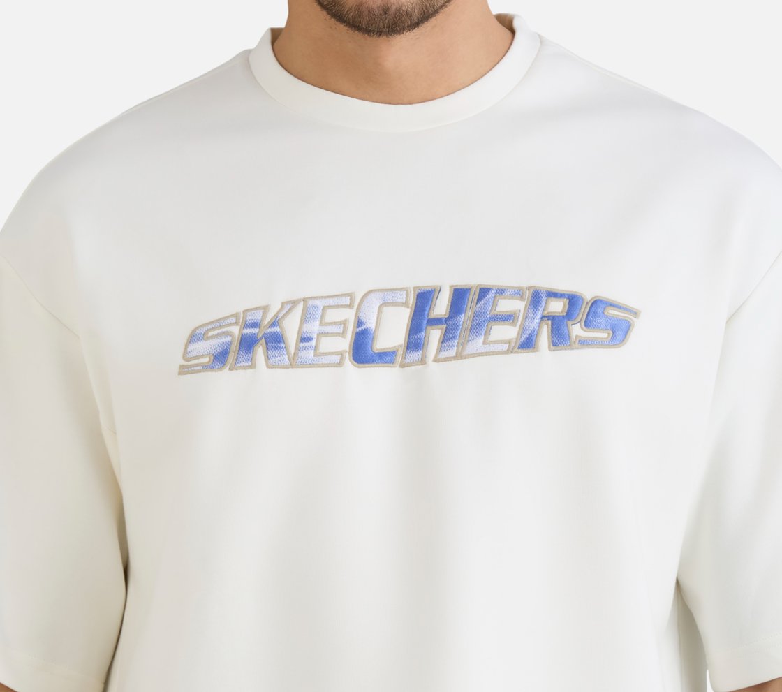 MENS TECHNO PRINT T-SHIRT, WHITE Apparel Right View