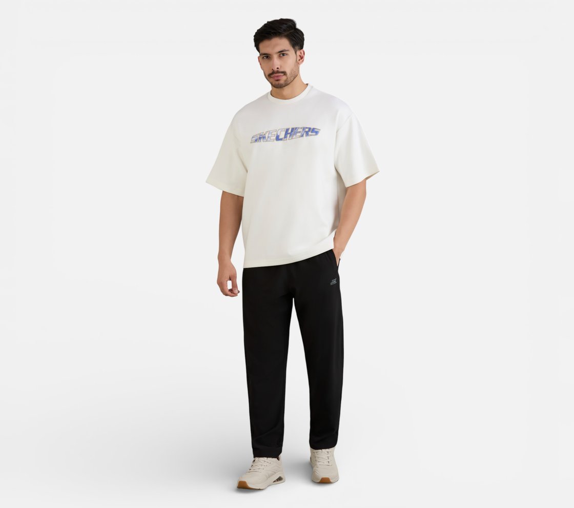MENS TECHNO PRINT T-SHIRT, WHITE Apparel Right View
