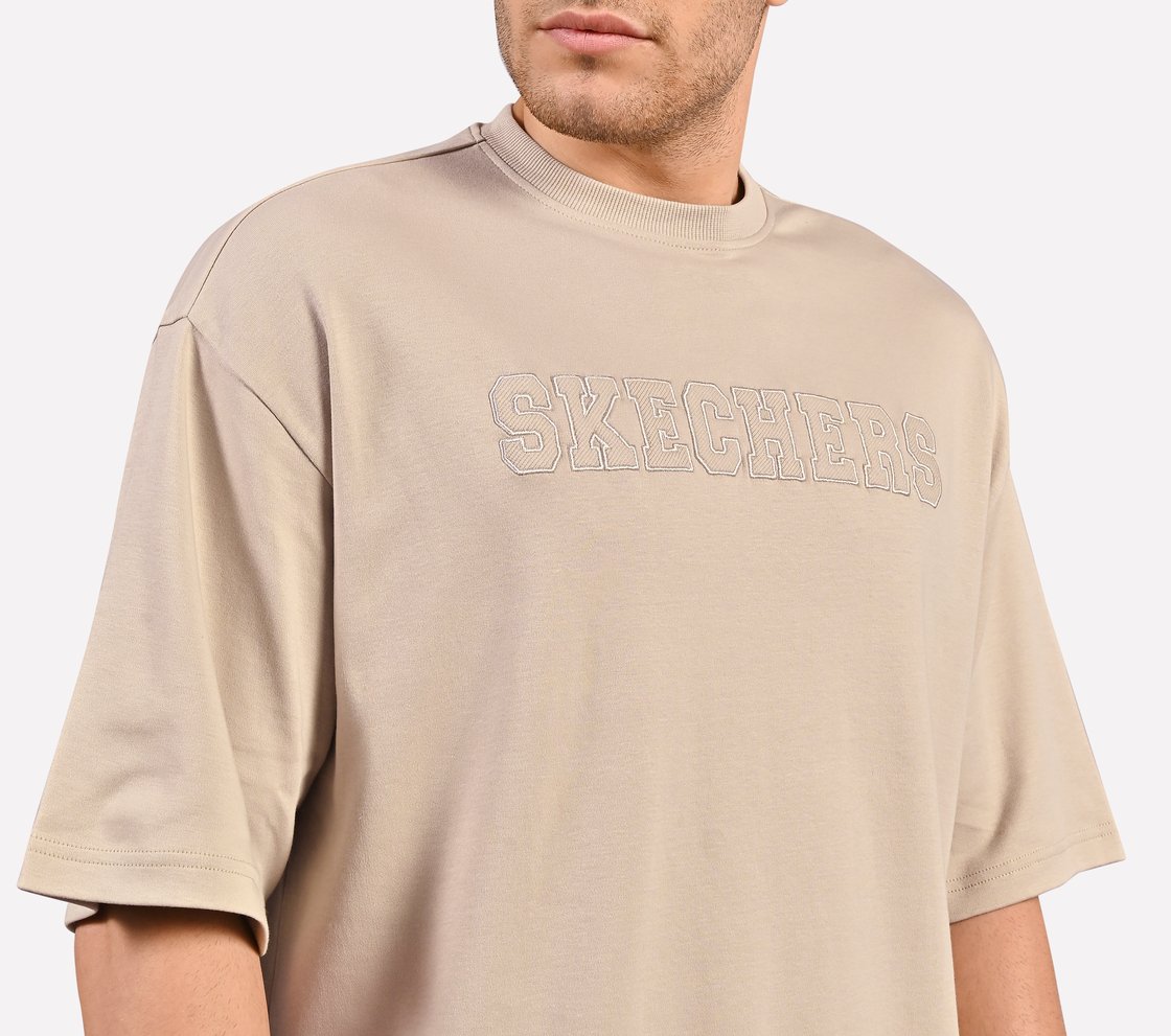 OVERSIZED SKECHERS T-SHIRT, NATURAL/SILVER Apparel Right View