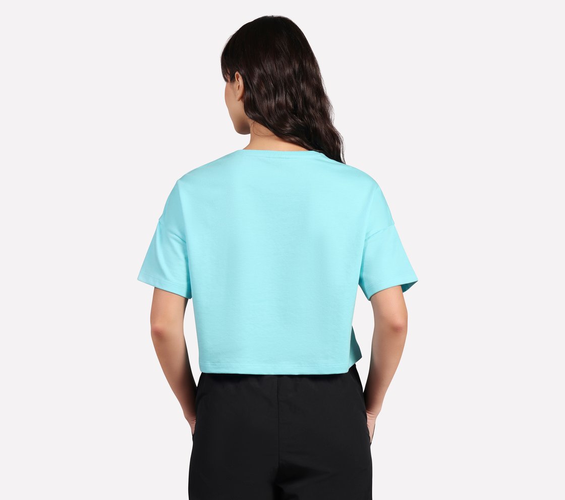 DROP SHOULDER BADGE T-SHIRT, SILVER/PURPLE/TURQUOISE Apparel Left View