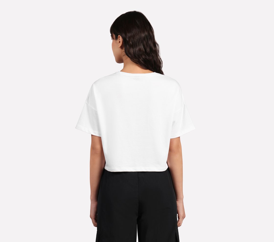 DROP SHOULDER BADGE T-SHIRT, WHITE