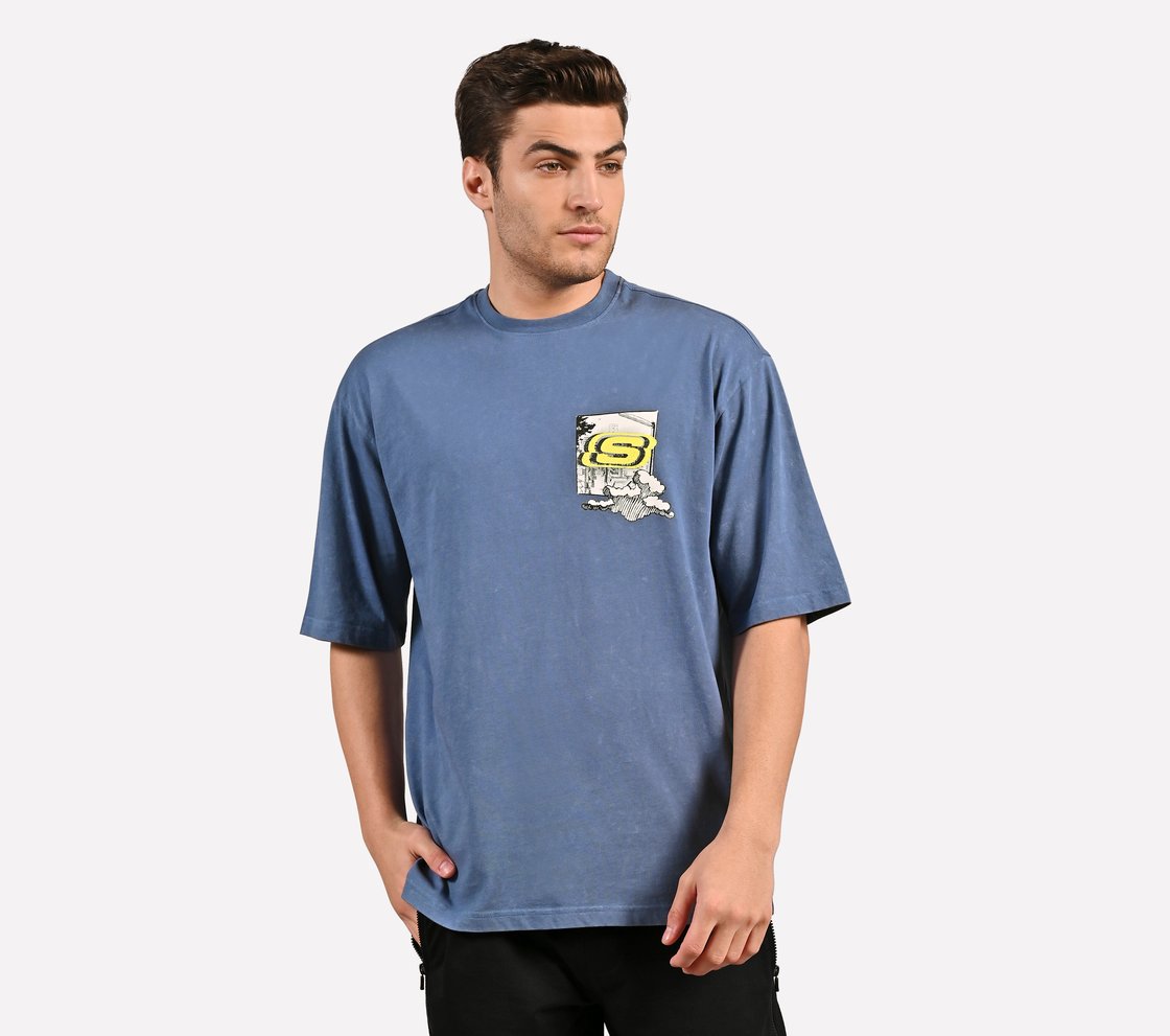 MENS ANIME STREET T-SHIRT, BLACK/SILVER/LIME/BLUE Apparel Lateral View