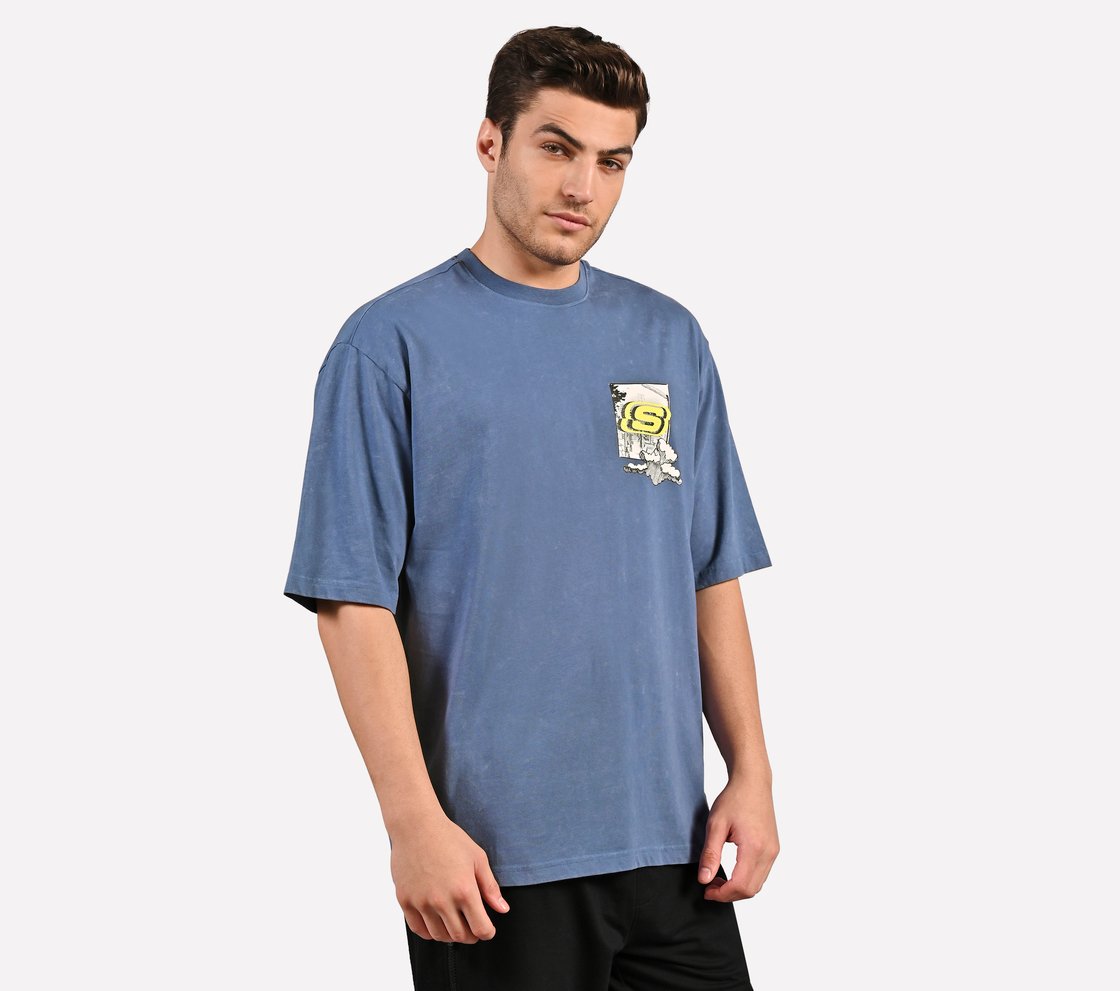 MENS ANIME STREET T-SHIRT, BLACK/SILVER/LIME/BLUE