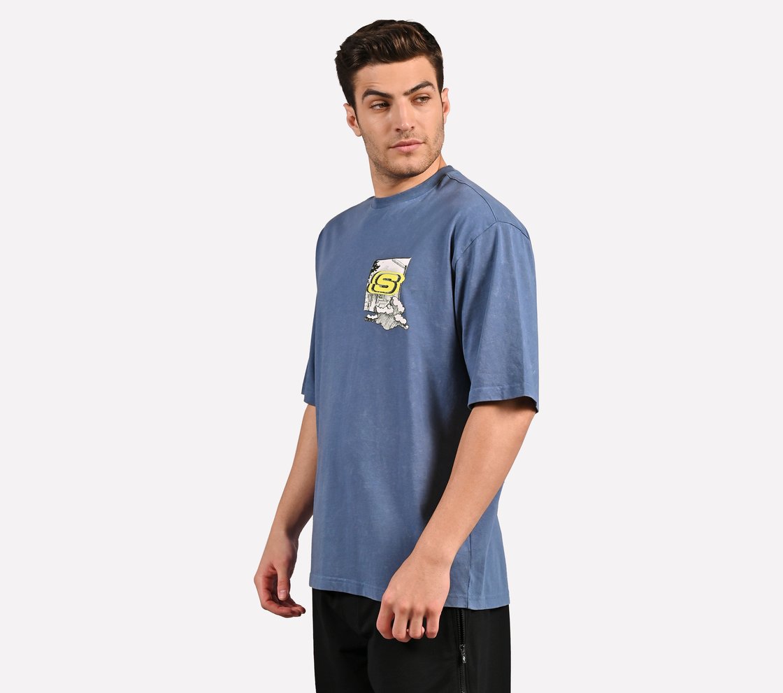 MENS ANIME STREET T-SHIRT, BLACK/SILVER/LIME/BLUE