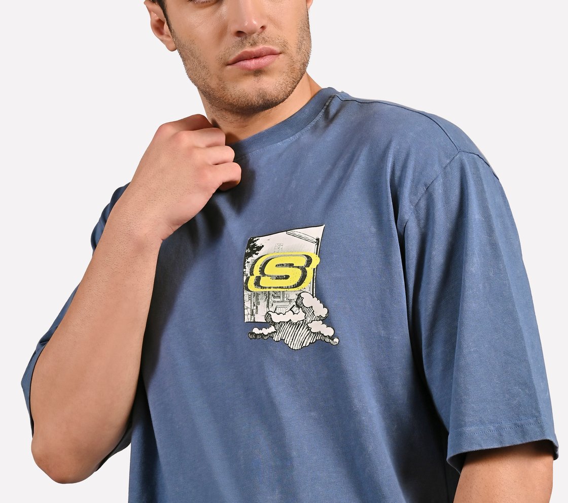 MENS ANIME STREET T-SHIRT, BLACK/SILVER/LIME/BLUE