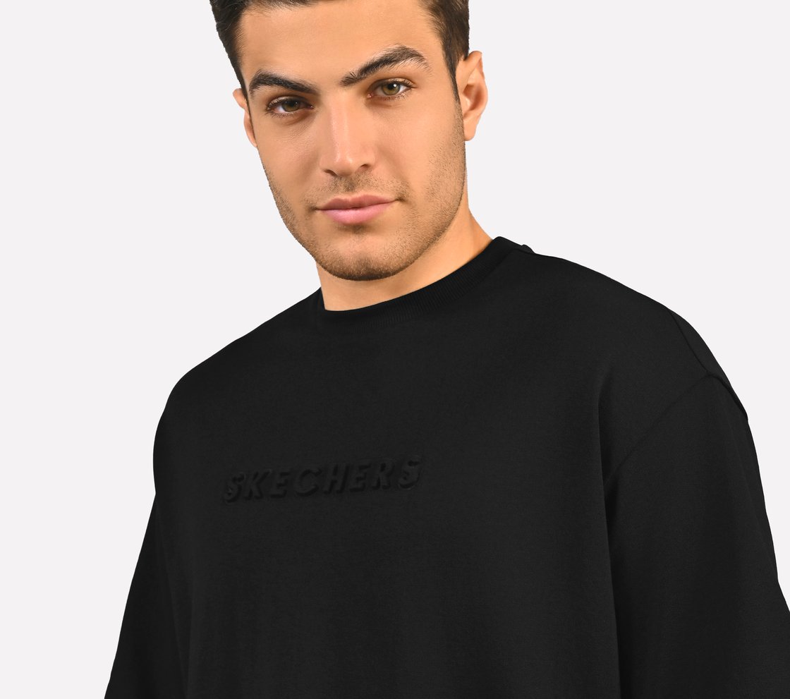 EMBOSSED LOGO T-SHIRT, BLACK/CHARCOAL/BLUE Apparel Right View