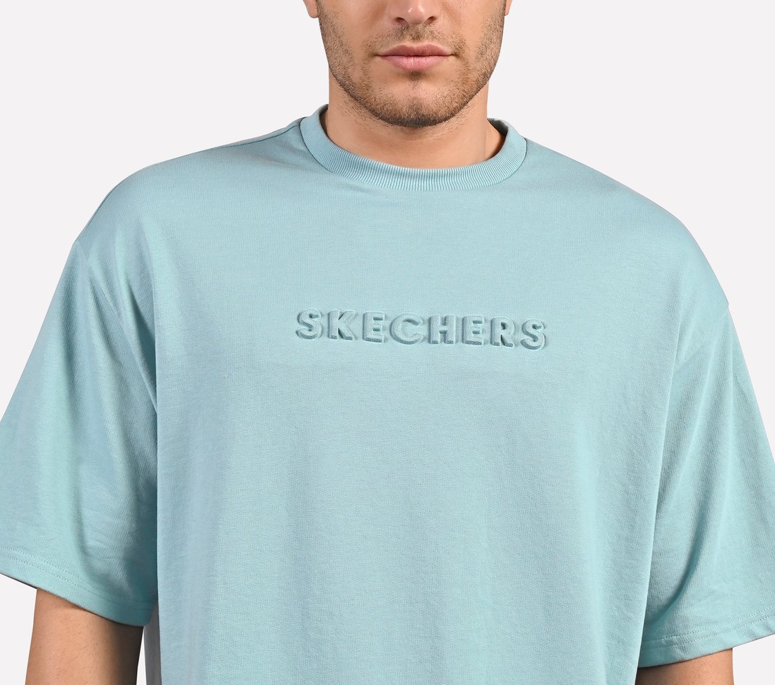 EMBOSSED LOGO T-SHIRT, LT.GRAY/BLUE Apparel Right View