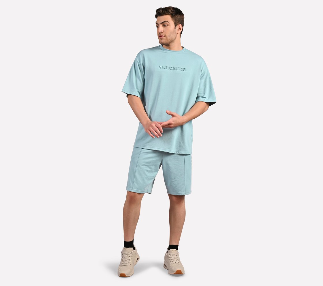 EMBOSSED LOGO T-SHIRT, LT.GRAY/BLUE Apparel Right View