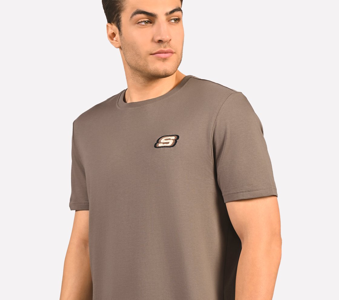MENS BASIC LOGO  CREW NECK, BROWN Apparel Right View
