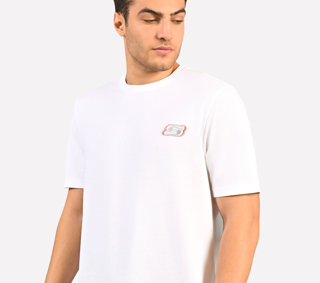 MENS BASIC LOGO  CREW NECK, WHITE Apparel Right View