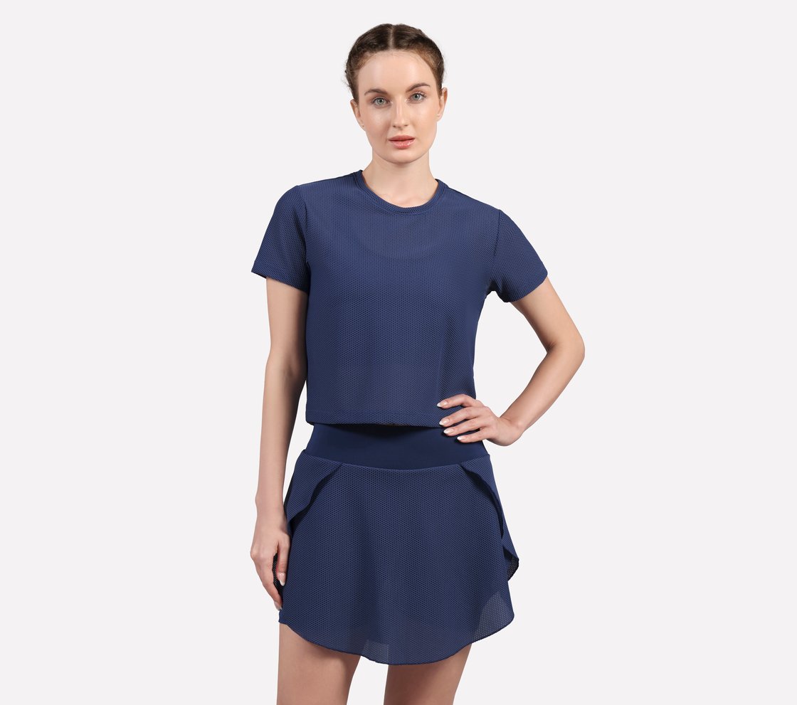 POPCORN FABRIC T-SHIRT, LT.GRAY/NAVY Apparel Lateral View