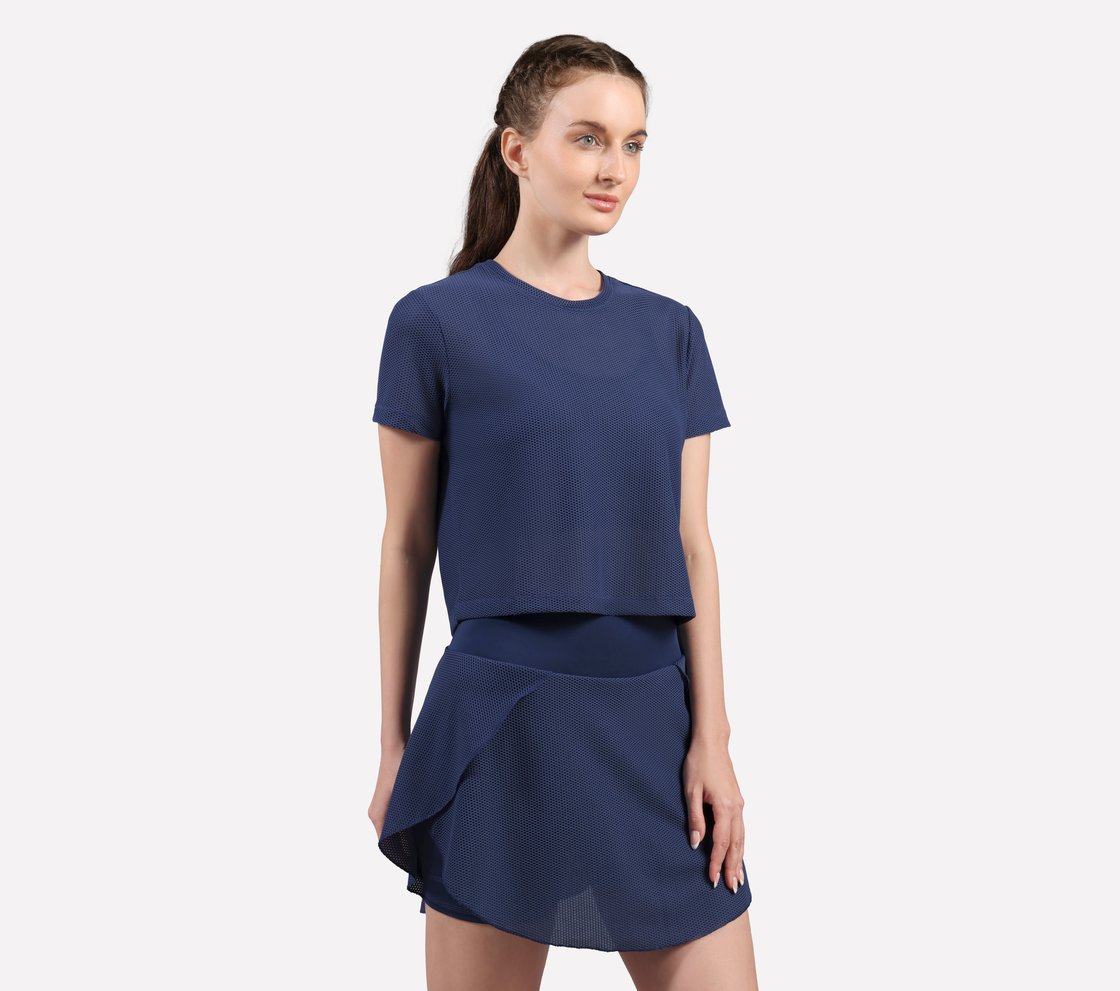 POPCORN FABRIC T-SHIRT, LT.GRAY/NAVY Apparel Bottom View