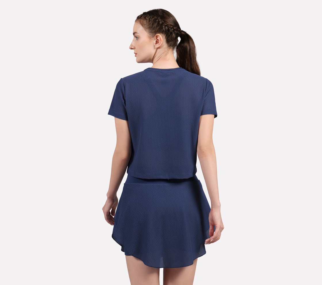 POPCORN FABRIC T-SHIRT, LT.GRAY/NAVY Apparel Left View